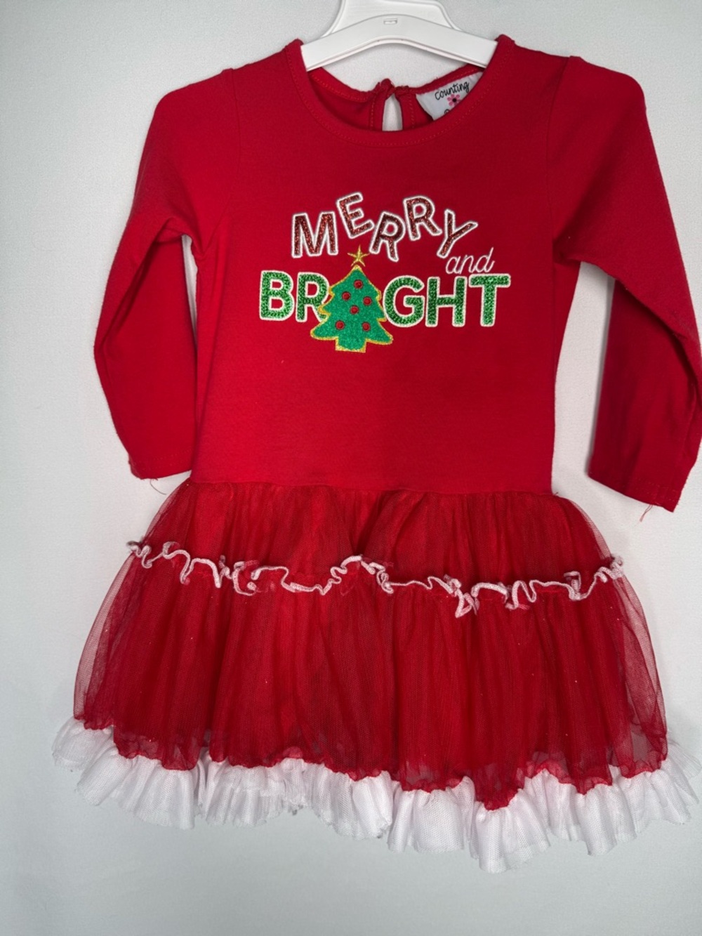 💜3/$15 Counting Daisies Toddler Girls Christmas Tulle Dress "Merry & Bright” 2T